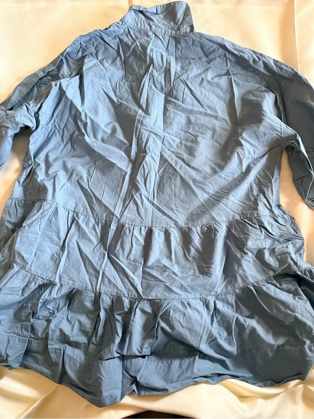 Free People Dusty Blue Tiered Button-Up Trench Dress